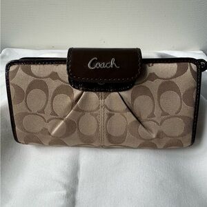 Coach Signature Brown and Tan Wallet